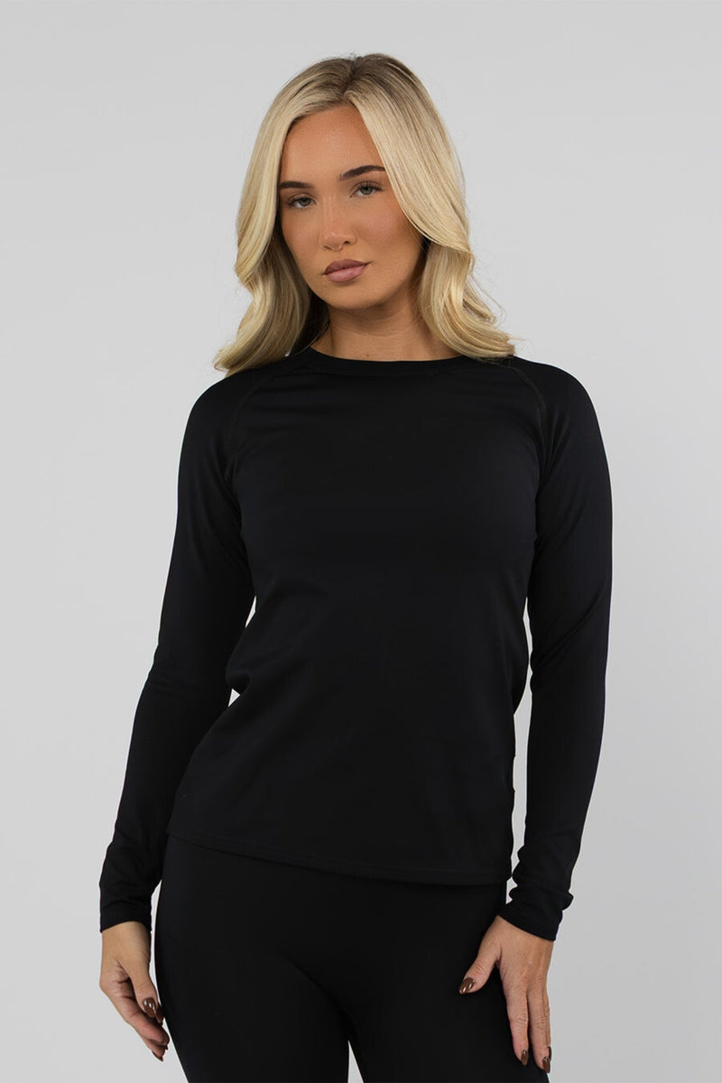 Women's Thermal Base Layer Top Mock Neck Black - Arctic Eco-Sno