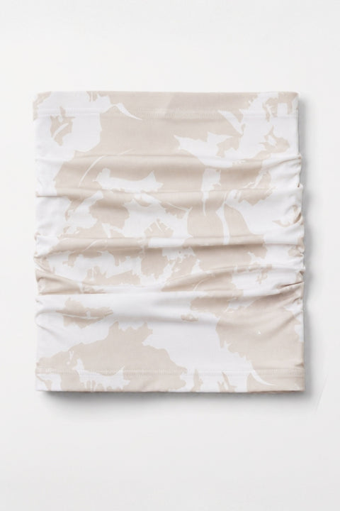 Arctic Eco-Sno Alpine Grey thermal neck warmer in white and grey camouflage print, shown folded flat against a white background.