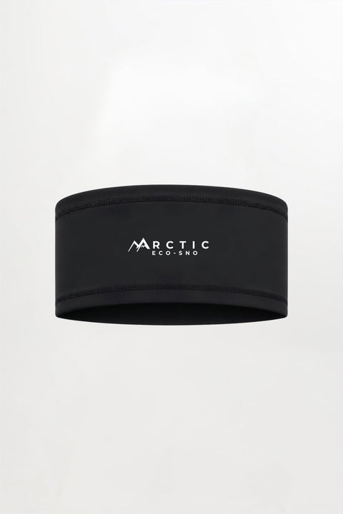 Black Arctic Eco-Sno thermal ski headband with white logo.