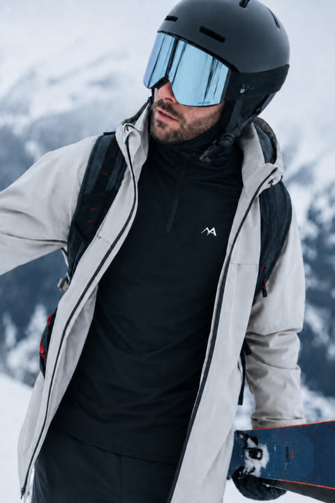 MEN'S THERMAL BASE LAYER TOP 1/4 ZIP BLACK - Arctic Eco-SnoS