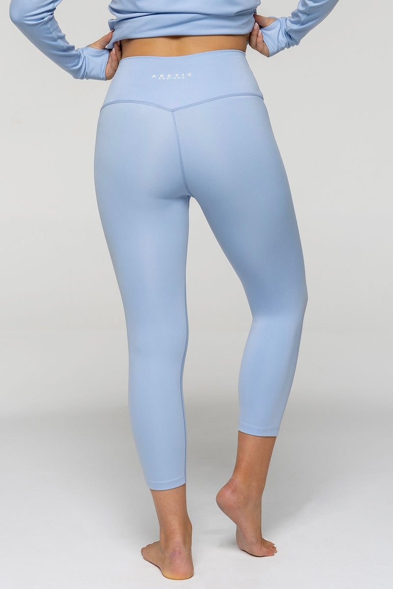 Back view of WOMEN'S THERMAL BASE LAYER LEGGING SEAMLESS 2.0 SKY BLUE 