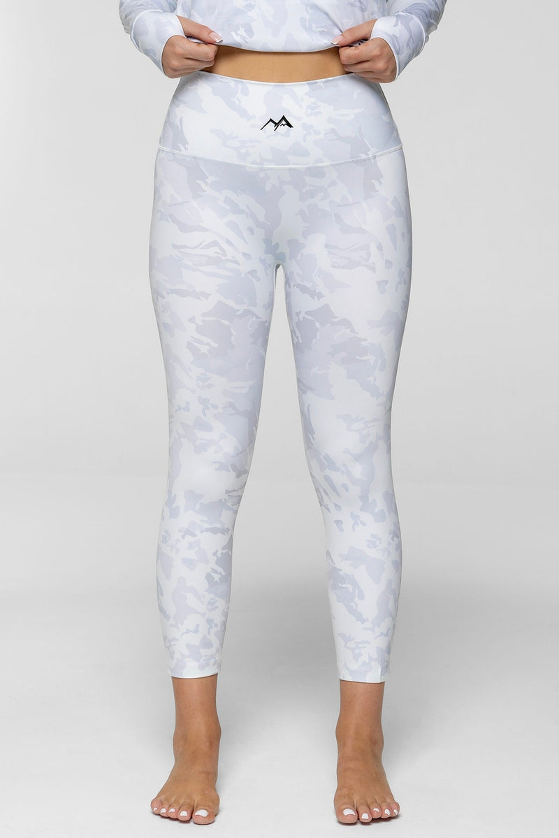 Front view close up of Arctic Eco-Sno Women's Thermal Base Layer Legging Sno-Camo
