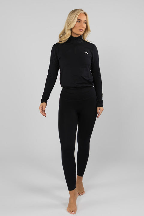 WOMEN'S THERMAL BASE LAYER TOP 1/4 ZIP BLACK - Arctic Eco - SnoXS