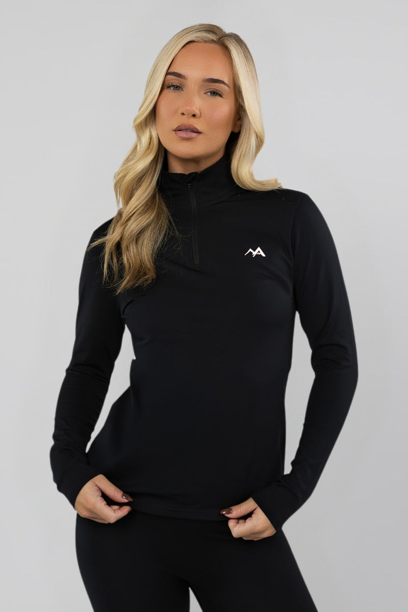 WOMEN'S THERMAL BASE LAYER TOP 1/4 ZIP BLACK - Arctic Eco - SnoXS