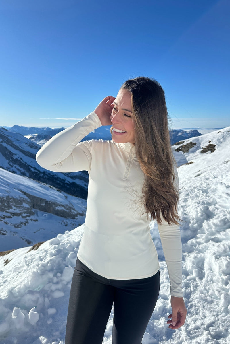 WOMEN'S THERMAL BASE LAYER TOP 1/4 ZIP BUTTER CREAM - Arctic Eco - SnoXS