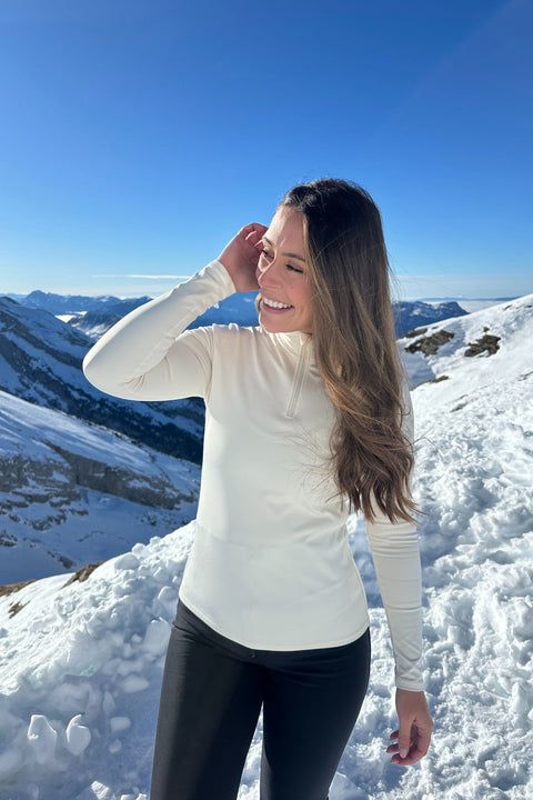 WOMEN'S THERMAL BASE LAYER TOP 1/4 ZIP BUTTER CREAM - Arctic Eco - SnoXS