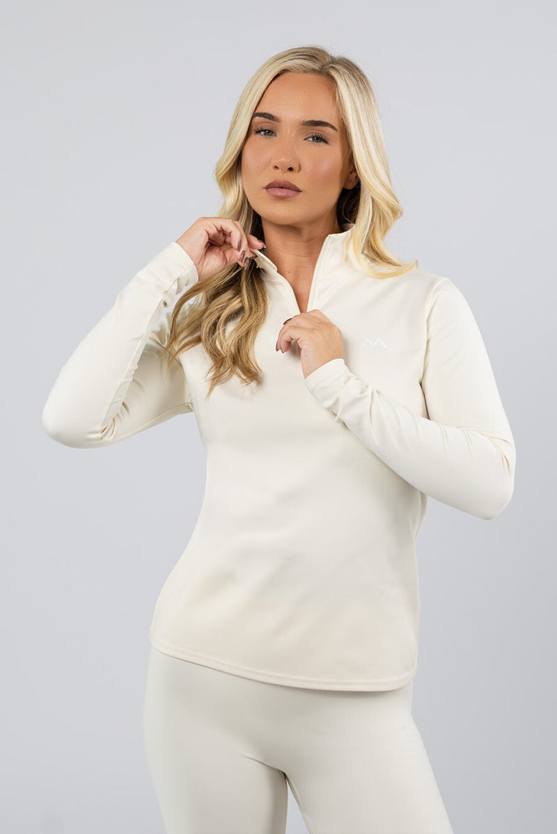 WOMEN'S THERMAL BASE LAYER TOP 1/4 ZIP BUTTER CREAM - Arctic Eco - SnoXS