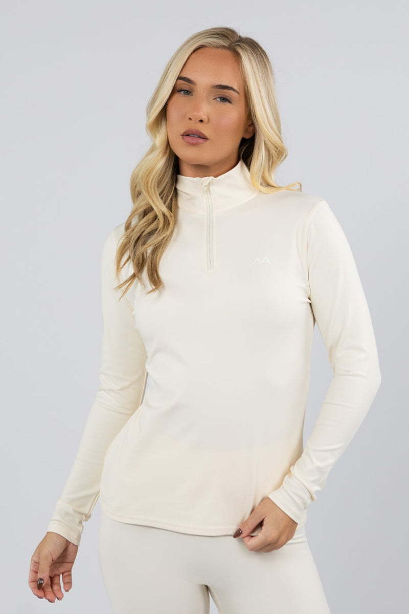 WOMEN'S THERMAL BASE LAYER TOP 1/4 ZIP BUTTER CREAM - Arctic Eco - SnoXS