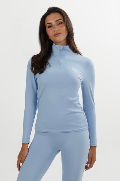 WOMEN'S THERMAL BASE LAYER TOP 1/4 ZIP SKY BLUE - Arctic Eco-SnoXS