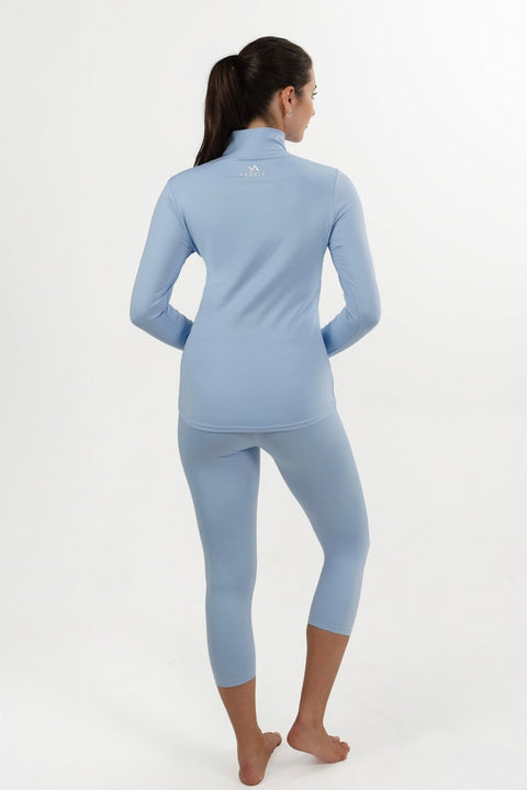 WOMEN'S THERMAL BASE LAYER TOP 1/4 ZIP SKY BLUE - Arctic Eco-SnoXS