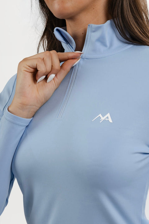 WOMEN'S THERMAL BASE LAYER TOP 1/4 ZIP SKY BLUE - Arctic Eco-SnoXS
