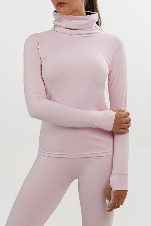 WOMEN'S THERMAL BASE LAYER TOP BABY PINK - Arctic Eco-SnoXS