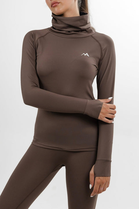 WOMEN'S THERMAL BASE LAYER TOP MOCHA BROWN - Arctic Eco-SnoXS