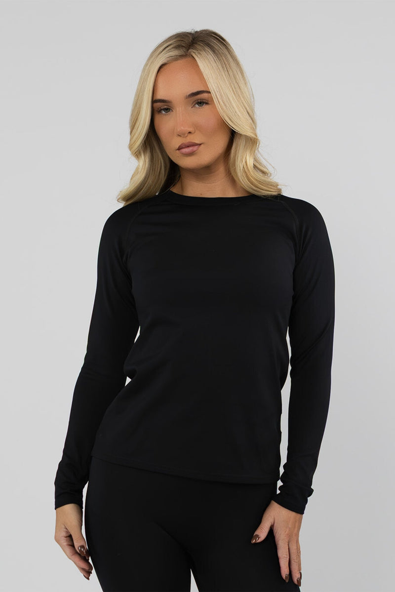 WOMEN'S THERMAL BASE LAYER TOP MOCK NECK BLACK - Arctic Eco - SnoXS