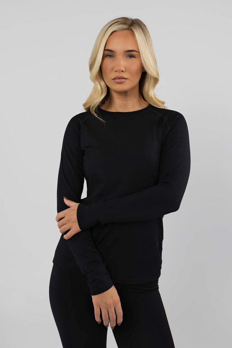 WOMEN'S THERMAL BASE LAYER TOP MOCK NECK BLACK - Arctic Eco - SnoXS