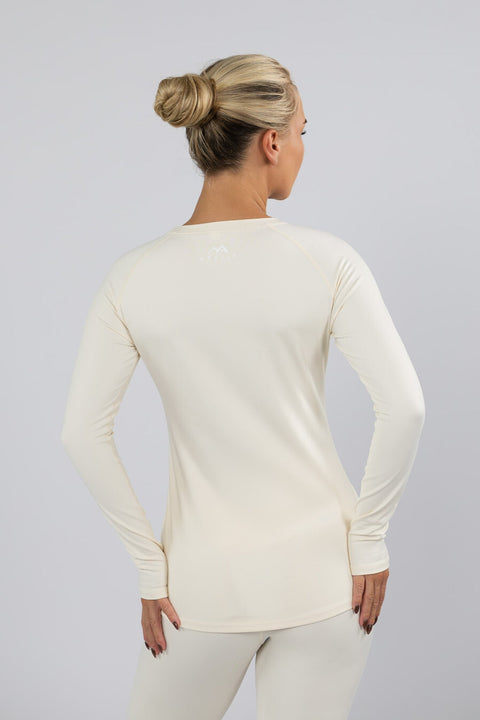 WOMEN'S THERMAL BASE LAYER TOP MOCK NECK BUTTER CREAM - Arctic Eco - SnoXS